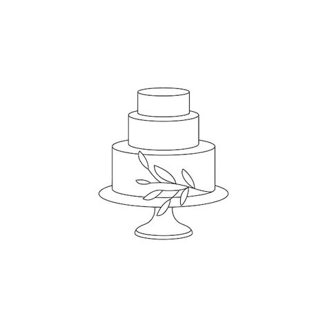 Cake Line Art, Wedding Cake Drawing, Wedding Cake Icon, Cookie Lettering, Line Art Cake, Cake Outline, Wedding Cake Illustration, Wedding Cake Illustrations, Wedding Cake Clipart