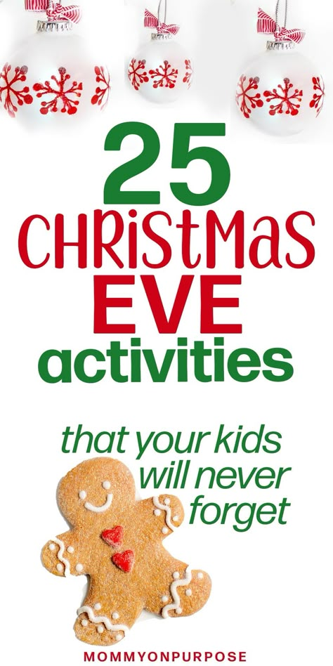 Christmas eve traditions and can BE the activities that you choose to do! Here are all of our favorite things to do to with kids to celebrate this holiday, as well as a few things we haven't tried yet (but want to). #mommyonpurpose #christmas #christmaseve #christmastraditions #momlife Christmas Eve Kids Ideas, Christmas Eve Fun Ideas, Christmas Eve Kids Activities, Christmas Eve Activities For Kids, Christmas Eve Activities, Christmas Eve Box Ideas, Xmas Activities, Christmas Eve Games, Christmas With Kids