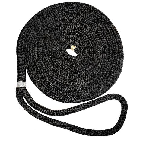 New England Ropes 3/4" X 25' Nylon Double Braid Dock Line - Black Fishing Organization, Marine Anchor, Double Braid, Water Crafts, 8 M, Saddle Bags, New England, Braids, England