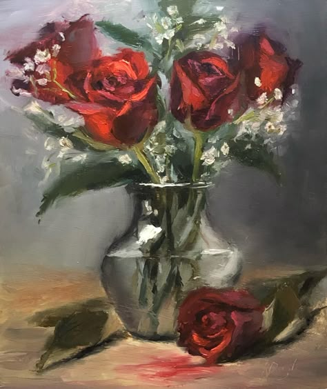 Karen Daigle (@karen.daigleart) • Instagram photos and videos Rose Oil Painting, Painting Competition, Floral Oil Paintings, Daily Painting, Oil Painting Flowers, Flower Paintings, Rose Painting, Flower Art Painting, Arte Floral