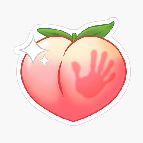 Handprint on Peach by ZhivanCrimson | Redbubble Peach Emoji Tattoo, Peach Emoji, Emoji Tattoo, Peach Sticker, Weird Stickers, Emoji Stickers Iphone, Adult Stickers, Sticker Design Inspiration, Iphone Stickers