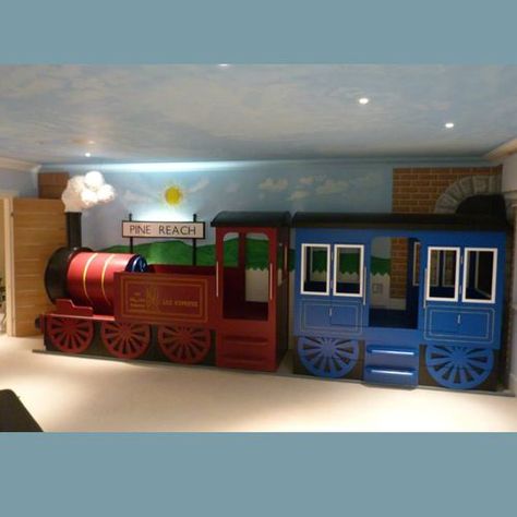 Train Bed, Rocky Railway Vbs, Train Bedroom, Carriage Bed, Thomas Bedroom, Children's Bedroom Ideas, Training Room, Train Room, Train Theme