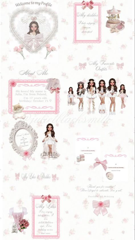 Everskies Profile Layout Ideas, Everskies Profile Layout, Everskies Layout, Everskies Profile, Profile Layout, Pink And Girly, Everskies Outfits, Likes And Dislikes, Cute Jokes