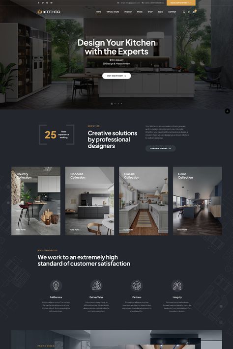 The "Kitchor" WordPress theme is a modern and stylish theme designed specifically for interior design and architecture websites. It offers a range of features and customization options to create a visually stunning and functional website for your interior design business. Plumbing Website Design, Minimalist Website Design Inspiration, Architect Website Design, Website Product Page, Architect Website, Luxury Web Design, Website Minimalist, Construction Company Website, Minimalist Website Design