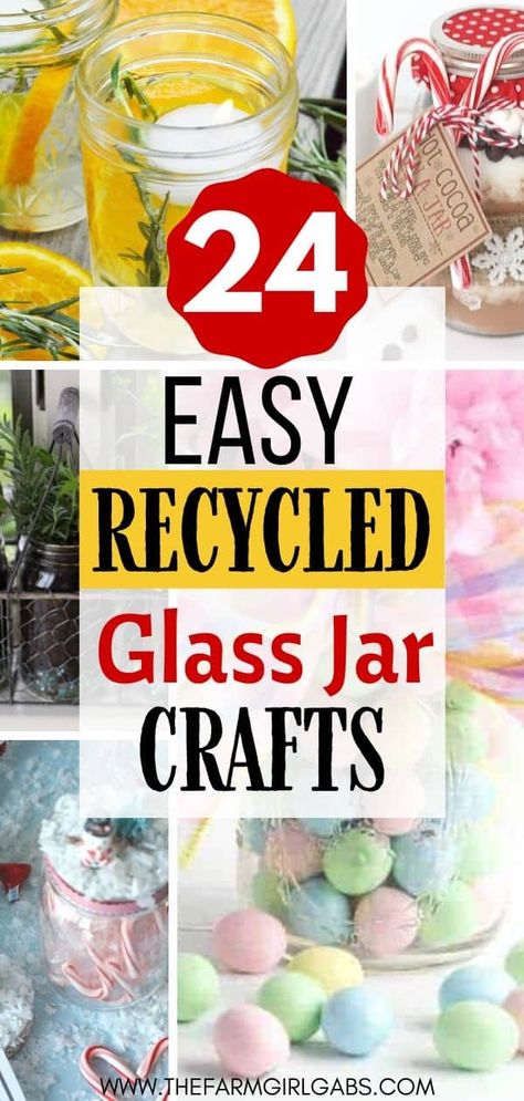 Upcycle Glass Jars, Upcycle Jars, Easy Mason Jar Crafts, Crafts With Glass Jars, Jar Projects, Jars Diy, Jar Crafts Diy, Mason Jar Projects, Mason Jar Ideas