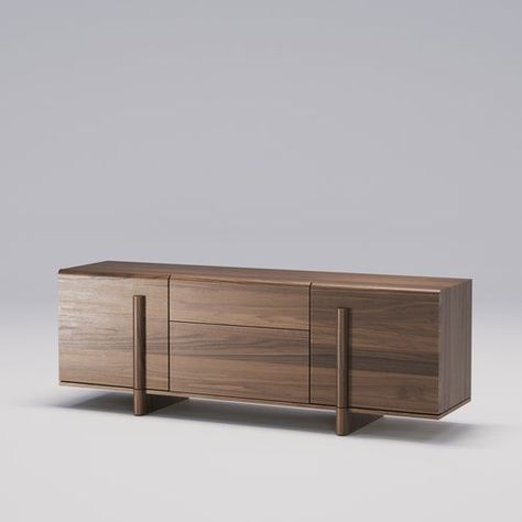 Brutalist Sideboard | Wewood - Portuguese Joinery Japandi Credenza Design, Sideboard For Tv, Brutalist Sideboard, Walnut Wood Furniture, Insurance Office, 80's Room, Sideboard Decor, Modern Chest Of Drawers, Wood Tv Cabinet