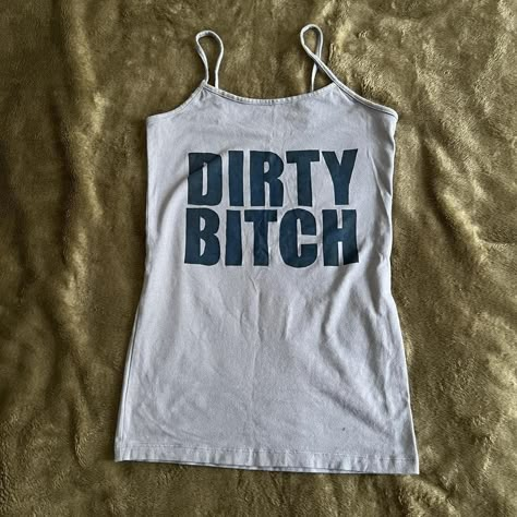 Cybery2k graphic slogan cami tank top. Navy... - Depop 2000s Tank Top, Blame Canada, Lesbian Style, I Need Money, Mcbling 2000s, Im Broke, Slogan Shirts, Master List, Selfie Inspo