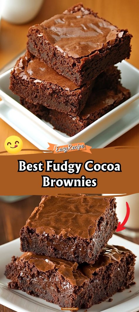 Discover the secret to the ultimate fudgy cocoa brownies. Rich, dense, and loaded with deep chocolate flavor, they're sure to satisfy your sweetest cravings. #FudgyBrownies #ChocolateHeaven #DessertGoals Brownies With Cocoa Powder, Cacao Brownies, Dessert Crepes, Cocoa Brownies, Fun Kitchen, Best Brownies, Brownie Recipe, Funnel Cake, Best Dessert Recipes