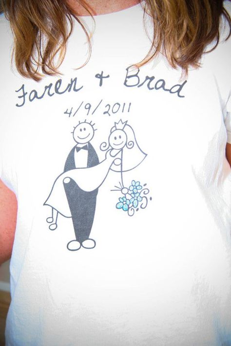 t-shirts for bridesmaids to hang out in during the wedding weekend festivities Wedding Shirt Favors, Tshirt Wedding Favors, Wedding Tshirt For Guests, Wedding T Shirts For Guests, Wedding Tshirts Ideas, Casual Graphic T-shirt For Bachelorette Party, Wedding Merch, Wedding Tshirt, Wedding Personal Touches