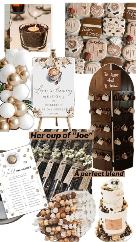 Wedding Shower Coffee Bar, Coffee House Bridal Shower Ideas, Love Is Brewing Bridal Shower Ideas Espresso Martini, Coffee Themed Wedding Shower Ideas, Coffee Themed Bridal Shower Food, Coffee Themed Bachelorette Party, Love Is Brewing Bridal Shower Ideas Food, Bridal Shower Love Is Brewing, Coffee Bachelorette Party