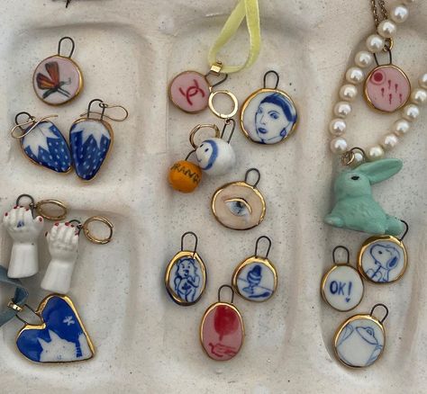 Ceramic Accessories Jewellery, Ceramic Charms, Charm Collection, Ceramic Necklace, Pottery Crafts, Ceramics Pottery Art, Clay Jewelry Diy, August 31, Ceramics Ideas Pottery