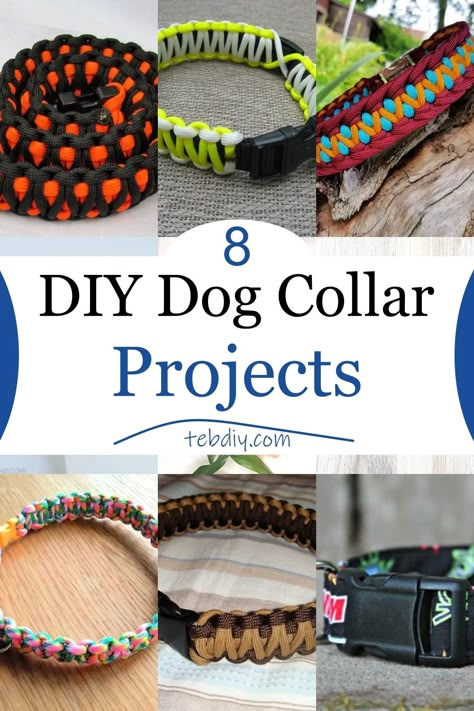 Fun DIY Dog Collar Projects In Beautiful Colors Paracord Dog Harness Tutorial, How To Make Dog Collars, Diy Dog Stuff To Sell, Diy Cat Collar, Dog Collar Diy Tutorials, Pet Collars Diy, Dog Collar Ideas, Dog Harness Pattern, Dog Collar Pattern