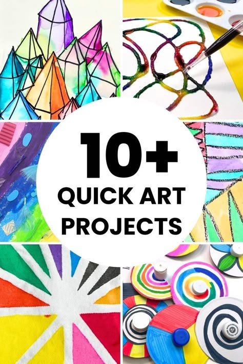 All these quick art projects for kids can be completed in less than one hour! These are the best projects to implement in your elementary school classroom. Your students will love Studio Sprout's video art lessons and will come away with a beautiful piece of art. Find out how to buy all the art lessons you need that are less than one hour for your students today! Square One Art Ideas Kindergarten, Art Projects For Classroom, Easy Classroom Art Projects, Art Lessons Preschool, Fun Art Lessons Elementary, Art For Non Artists, September Elementary Art Projects, Art Lesson For Elementary, Quick Elementary Art Projects