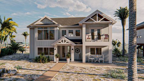 Coastal House Layout 2 Story Bloxburg, Beach Homes Exterior Seaside, Beach House Simple, Dream Beach Houses Exterior, Coastal Homes Exteriors, Coastal Beach House Exterior, Coastal House Exterior, Porch Goals, Beach House Layout