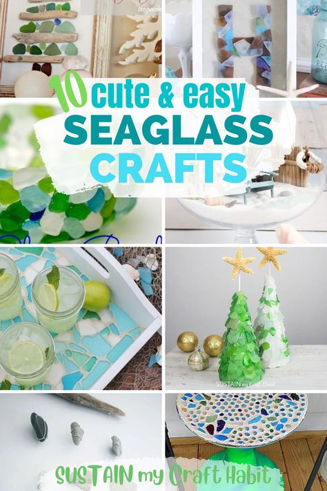 Sea glass crafts are so unique and satisfying to make as they let you display beautiful beach found treasures in creative ways. We have over 10 easy and cute projects to make using seaglass. Seaglass Diy, Beach Glass Projects, Glass Crafts Diy, Sea Glass Diy, Sea Glass Projects, Sea Glass Gifts, Sea Glass Art Diy, Sea Glass Mosaic, Sea Glass Art Projects