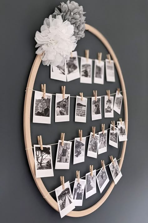 Photo Collage Display, Diy Hula Hoop, Photo Collage Diy, Diy Osterschmuck, Deco Champetre, Collage Diy, Craft Room Decor, Easter Decorations Diy Easy, Diy Crafts Room Decor