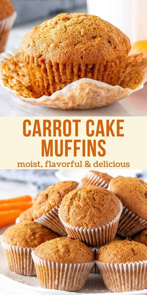 Jumbo Carrot Cake Muffins, Healthier Carrot Cake, Carrot Muffins Easy, Carrot Recipes Dessert, Carrot Cake Muffin Recipe, Carrot Muffin Recipe, Muffins With Cream Cheese, Cake Cravings, Cheese Muffin