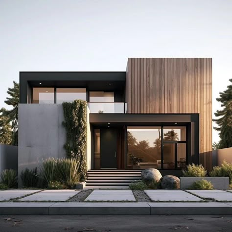 House Styles Exterior Home Styles Exterior, Contemporary House Exterior, Modern House Facades, Modern Exterior House Designs, Modern Architecture House, Modern Houses, House Architecture Design, Dream House Exterior, Sims House