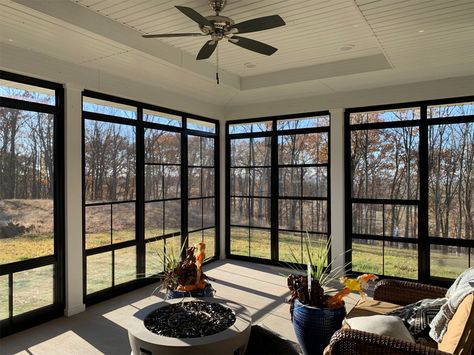 Vinyl Pane Windows Gallery - Sunroom Solutions Sun Porch Remodel, Modern Four Season Room, Black Windows Sunroom, Enclosed Decks With Windows, Eze Breeze Windows Sunrooms, 3 Season Room Ideas Patio Enclosures, Porch Screen Ideas, 3 Season Porch Ideas Sunroom, Enclosed Patio Ideas Sunroom