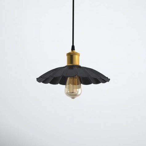 Joss & Main Miruna 1 - Light Black/Brass Dome Pendant & Reviews | Wayfair Black Kitchen Pendant Lights, Brass Pendant Lights Kitchen, Black Pendant Light Kitchen, Pendant Light Kitchen, Bedroom Pendant, Pendant Lighting Bedroom, Vintage Umbrella, Light Kitchen, Brass Pendant Light