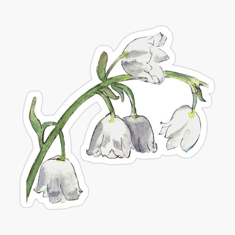 Phone Cover Stickers, Fairy Stickers, Lily Of The Valley Flowers, Valley Flowers, Green Sticker, Scrapbook Stickers Printable, Flower Watercolor, Watercolor Flowers Paintings, Floral Stickers