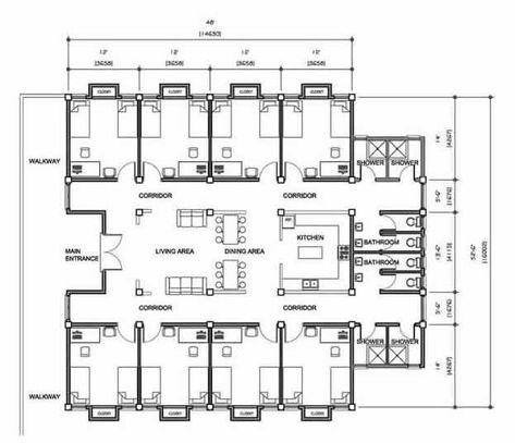 Dormitory Floor Plan, Student Accommodation Room Ideas, Dormitory Plan, Dorm Planning, Dorm Layout, Hotel Room Plan, Dorm Room Layouts, School Floor, Home Decor Ideas Bedroom