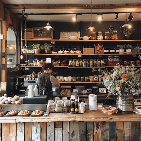 #CozyCoffeeShop: A #barista prepares #coffee in a cozy #cafe adorned with fresh #desserts and vibrant #blooms. #AIart #AIphoto #StockCake ⬇️ Download and 📝 Prompt 👉 https://stockcake.com/i/cozy-coffee-shop_493108_759916 Authentic Coffee Shop Design, Natural Coffee Shop, Cafe Inspo Coffee Shop, Coffee Shop Fireplace, Colombian Coffee Shop, Local Coffee Shop Aesthetic, Cottage Coffee Shop, Coffee Shop Design Cozy, Small Cozy Coffee Shop