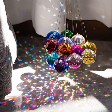 Amazon.com: Crystalsuncatcher 30mm Vintage Feng Shui Faceted Decorating Crystal Ball Prism Pendant Suncatcher Multi-Color Hanging Pendant Suncatcher 12pcs : Patio, Lawn & Garden Suncatcher Diy, Exquisite Decor, Hanging Crystals, Rainbow Maker, Crystal Ornament, Beautiful Interior Design, Crystal Suncatchers, Crystal Prisms, Chakra Meditation