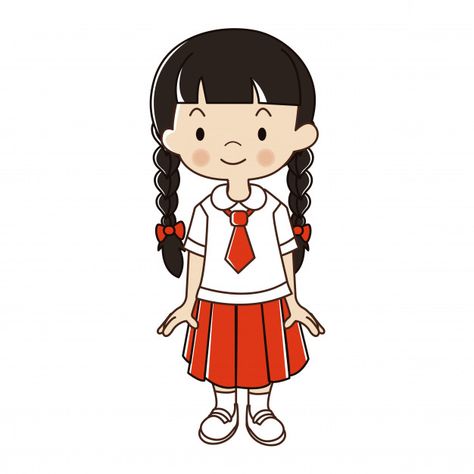 Thai girl in student uniform illustratio... | Premium Vector #Freepik #vector #school #people #girl #character Buldak Recipe, People Animation, Uniform Illustration, Orla Infantil, People Avatar, Teacher Picture, Student Uniform, Student Picture, Student Cartoon