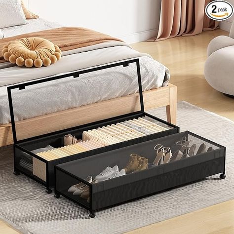 Amazon.com: Eastherry Under Bed Storage with Wheels, 54L XXL Larger Under Bed Storage Containers with Clear Lids, 36'' Lengthen Under Bed Shoe Organizer, Rolling Under Bed Storage for Shoes Clothes (2 Pack) : Home & Kitchen Storage With Wheels, Under Bed Storage Bins, Under Bed Storage Containers, Úložný Box, Teen Bedroom Furniture, Nursery Furniture Sets, Teen Bedding, Closet System, Storage Hacks