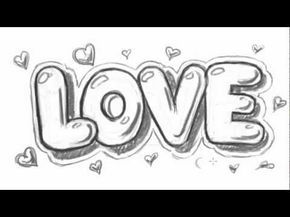 How to Draw Love in Bubble Letters - Write Love in Graffit Letters - YouTube Easy Graffiti Letters, Draw Love, Easy Graffiti, Bubble Letter Fonts, Name Drawings, Graffiti Art Letters, Love Graffiti, Graffiti Words, Love Coloring Pages