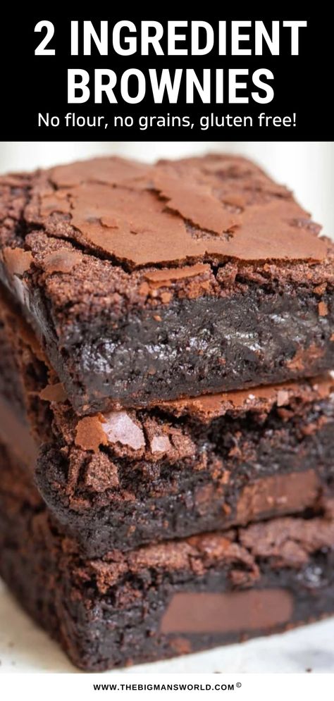 2 Ingredient Brownies, 2 Ingredient Recipes, Easy Chocolate Desserts, Breakfast Low Carb, Desserts Keto, Keto Dessert Easy, Low Calorie Desserts, Low Carb Dessert, Keto Sweets