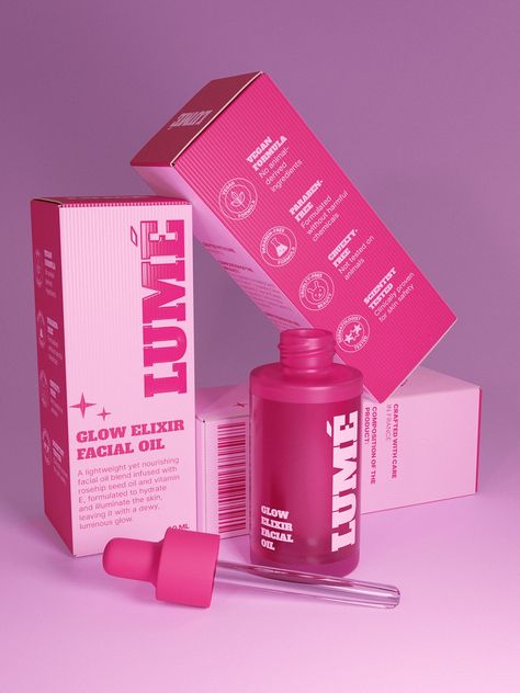 Lumé | Brand Identity & Packaging :: Behance Pink Skincare Packaging, Cute Skincare Packaging, Beauty Product Branding, Beauty Box Packaging, Skin Care Packaging Ideas, Packaging Bottle Design, Bold Packaging Design, Gradient Packaging, Product Packaging Design Inspiration