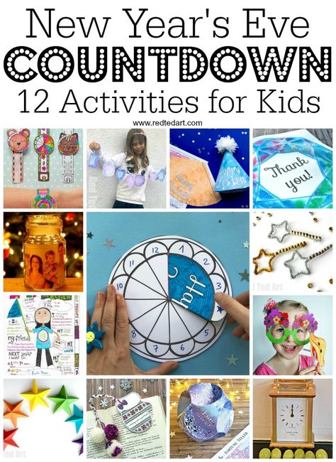 New Year's Eve Countdown for Kids - Count down to Midnight with this fantastic set of hourly activity for kids. Includes many printables to make New Year's Eve planning quick and easy. Love these New year's eve printables for kids #newyearseve #newyearseve2018 #printables #countdown #newyearsevecountdown New Years Hourly Activities For Kids, New Years Eve Toddler, Nye Activities, Nye Ideas, Countdown For Kids, New Year Activities, Countdown Activities, New Year's Eve Crafts, New Year's Eve Countdown