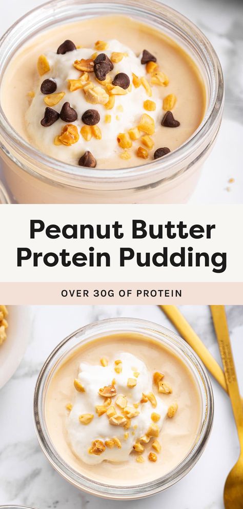 This peanut butter protein pudding is made with Greek yogurt and peanut butter powder. It's thick, creamy and packed with over 30 grams of protein! Pb 2 Recipes, Pb Fit Recipes, Yogurt And Peanut Butter, Peanut Butter Powder Recipes, Pb2 Recipes, Greek Yogurt And Peanut Butter, Pb Fit, Butter Powder, 30 Grams Of Protein