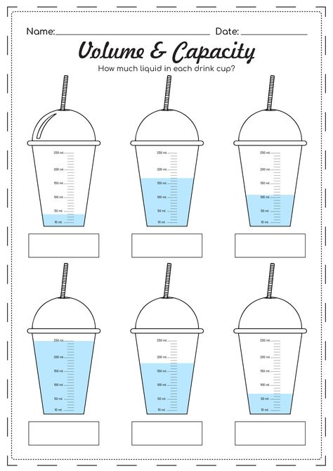 Capacity Activities, Maths Tlm, Worksheets Grade 2, Volume Activities, Capacity Worksheets, Teaching Measurement, Volume Worksheets, Volume Math, Measuring Volume