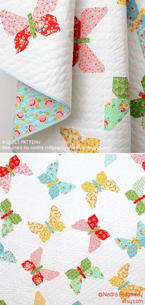 Quilt Butterfly Pattern, Summer Quilt Blocks Free Pattern, Quilts With Butterflies, Butterfly Applique Quilt, Butterfly Quilt Patterns Free, Butterfly Quilt Block Pattern Free, Summer Quilts Ideas Free Pattern, Free Butterfly Quilt Block Pattern, Applique Quilt Patterns Free Ideas