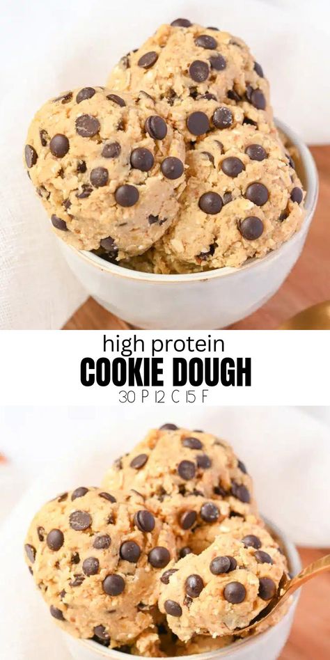 High Protein Cookie Dough Protein Balls Cookie Dough, Cookie Dough Balls Healthy, Protein Sides, High Protein Balls, Protein Cookie Dough Balls, High Protein Cookie Dough, Protein Cookie Dough Recipe, Cookie Dough Protein Balls, Protein Powder Cookies