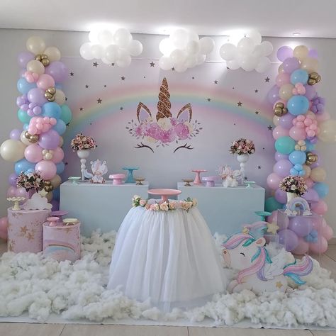 Unicorn Decorations Birthday, Unicorn Birthday Decor, Unicorn Theme Birthday Decoration, Unicorn Birthday Ideas, Unicorn Birthday Backdrop, Unicorn Theme Baby Shower Ideas, Unicorn Themed Birthday Party Backdrop, Unicorn Birthday Party, Cumple Unicornio Ideas Decoracion