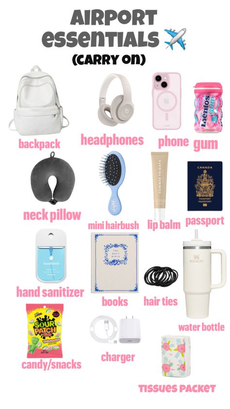 Airport Essentials, Road Trip Necessities, Trip Essentials Packing Lists, What To Pack For Vacation, Road Trip Bag, Road Trip Kit, Travel Packing Essentials, Airplane Travel Essentials, Travel Packing Checklist