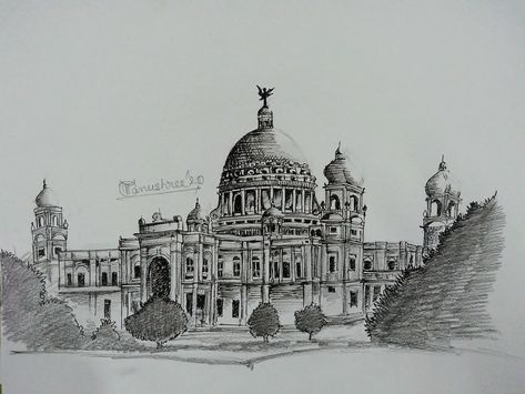 Victoria Memorial Sketch, Victoria Memorial Kolkata Sketch, Victoria Sketch, Kolkata Sketch, Old Kolkata, Kolkata Art, Victoria Memorial, Ancient Indian Art, Micron Pens