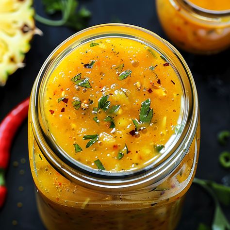 Pineapple Habanero Hot Sauce Pineapple Habanero Sauce, Habanero Recipes, Hot Pepper Recipes, Chili Oil Recipe, Habanero Salsa, Roasted Pineapple, Habanero Sauce, Habanero Hot Sauce, Hot Sauce Recipes