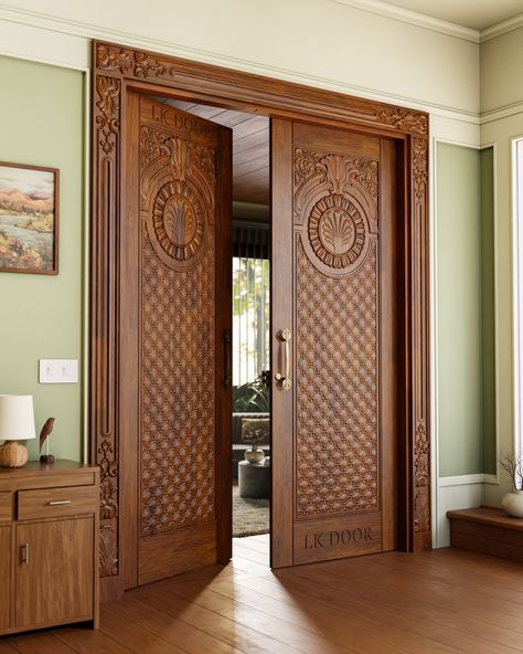 LK 165 This double wooden door boasts intricate detailing and a solid, elegant design. Crafted from premium wood, it offers both style and durability for a perfect entrance. 🚪✨  Upgrade your home with timeless craftsmanship.  📞 (+91) 8447141141 . . . #LKDoor #doors #doorsofinstagram #maindoor #luxurydoors #interior #interiorstyling #designer #design #designs #doorframe #Bedroom #teakdoor #furniture #architecture #architect #Bathroom #homedecor #homeinterior #woodendoor #Sheeshamdoor Luxury Wooden Door, Double Door Main Door Designs, Carved Wooden Doors, Wooden Main Door Design Entrance Modern Double, Main Door Design Entrance Modern Wooden Main Door Design Entrance Modern, Main Door Frame Design Entrance, Main Door Double Door Designs, Architect Bathroom, Traditional Wooden Door