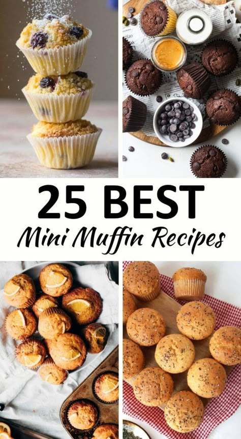 Mini muffin recipes pin. Mini Muffins For Brunch, Mini Muffin Flavors, What To Make In Mini Muffin Pan, Mini Muffin Christmas Treats, Mini Cakes Using Cupcakes, Mini Muffins From Cake Mix Recipes, Mini Gingerbread Muffins, Coffee Cake Mini Muffins, Bisquick Mini Muffins