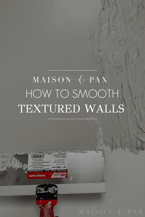 Don't love your old textured walls? Learn how to smooth textured walls with this simple DIY skim coating tutorial. Smoothing Out Textured Walls, Fixing Textured Walls, Sanding Textured Walls, Skim Coating Textured Walls, How To Fix Textured Walls, How To Retexture A Wall, How To Smooth Textured Walls, How To Remove Texture From Walls, How To Cover Textured Walls