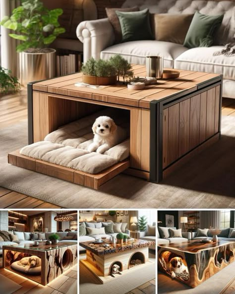 Wood dog bed