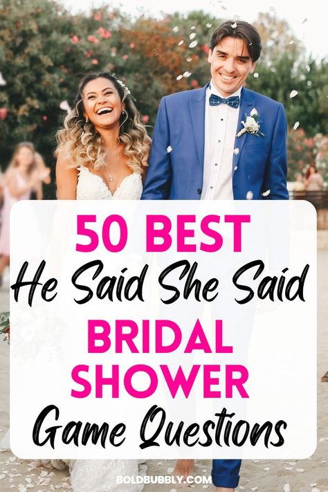 he said she said bridal shower game Bridal Shower Game Questions, Bridal Shower Games Free Printables, Couples Wedding Shower Games, Bridal Shower Games Couples, Couples Shower Themes, Bridal Shower Question Game, Bridal Shower Questions, Couple Shower Games, Bridal Party Games