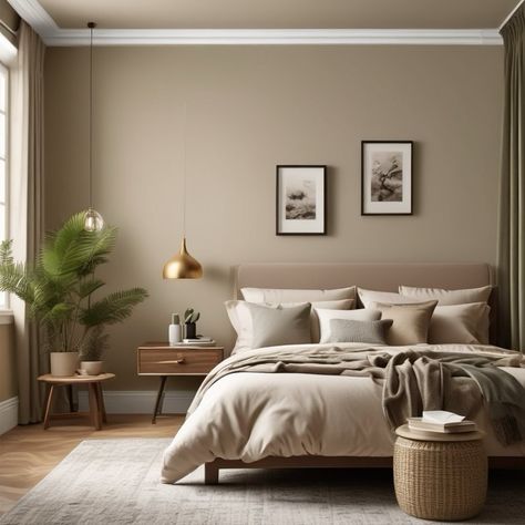 Color Palette 🌿 Embrace the calm of earthy tones! For your room, consider using warm neutrals like taupe, sandy beige, or soft olive green on the walls. These colors create a serene backdrop that invites relaxation and tranquility. What’s your favorite earthy hue? #EarthyTones #HomeDecor #ColorPalette #SerenOasis #Inspiration #Relaxation #DecorIdeas Grey Bedframe Bedding Ideas, Neutrals And Grey Bedroom, Grey And Linen Bedroom, Beige And Charcoal Bedroom, Grey Bed With Beige Bedding, Light Grey And Brown Bedroom, Light Grey And Beige Bedroom, Grey Aesthetic Bedroom Ideas, Gray Bedframe Room Ideas Cozy