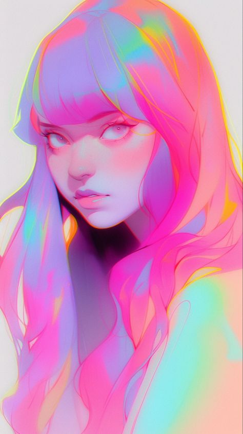 Vibrant Digital Art, Holographic Character Design, Female Illustration Art Sketch, Types Of Digital Art Styles, Girl Digital Art, Iridescent Art, Tutorial Painting, Character Artist, Warhammer 40k Art