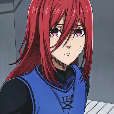 Blue Lovk, Lock Icon, Long Red Hair, Blue Block, Long Red, Sports Anime, Blues Rock, Blue Lock, Anime Boys